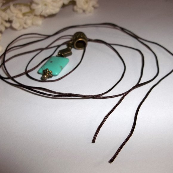 Necklace, Pendant, Boho Necklace, Cord Necklace, Turquoise Necklace, Gift 7938 - Picture 6 of 10